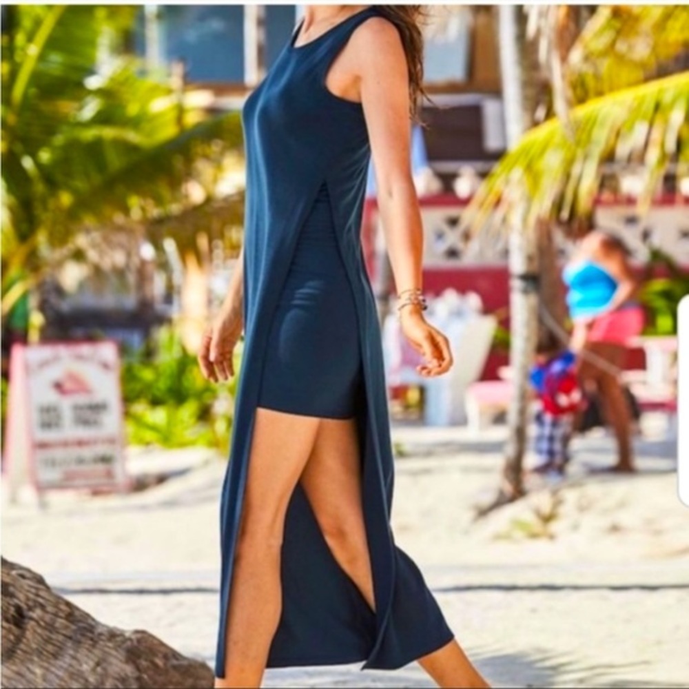 ATHLETA XS Gaia Tee Maxi Flowy Jersey Dress Abyss